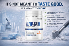 Complete Nutrition Alpha Gain packaging showing no fillers and natural ingredients