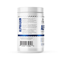 Complete Nutrition Alpha Gain serving scoop with powder ready to mix for training days