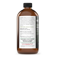 Close-up of Complete Natural Products Chanca Piedra label highlighting alcohol-free formula.