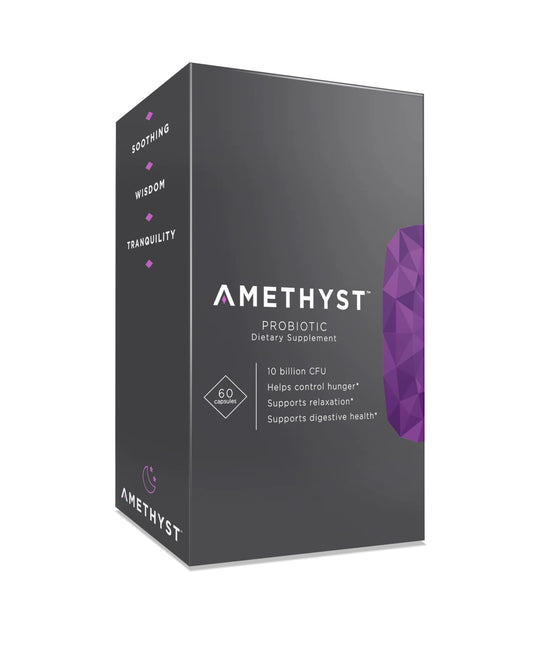Complete Nutrition Amethyst Probiotic bottle front promotes daily gut balance.