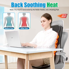 Comrelax chair massager with secure strap fits office chairs and sofas.