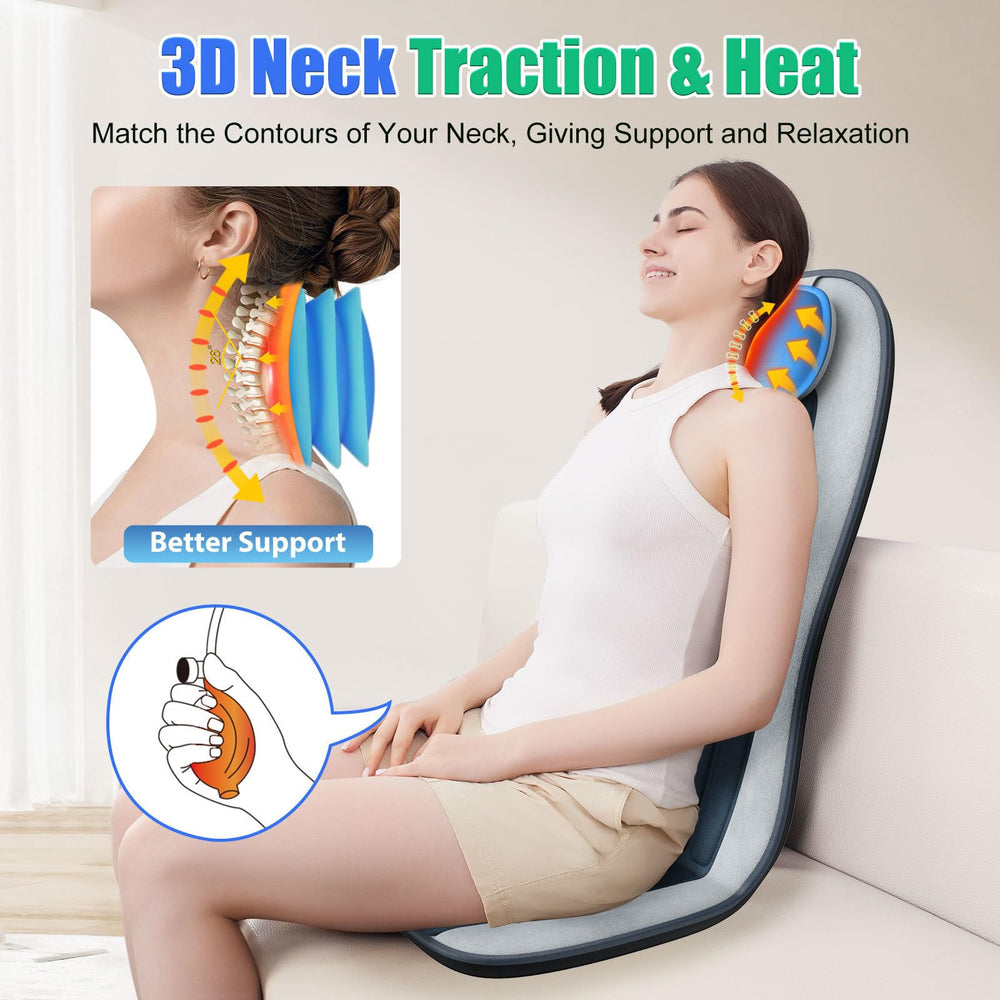 comrelax seat cushion with adjustable heat for warm, relaxing back sessions