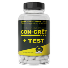 CON-CRET Testofen bottle front highlighting creatine power for workouts