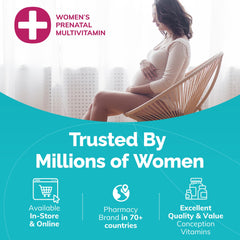 Conceive Plus Prenatal vegan capsules visible, convenient daily vegan prenatal nutrition.