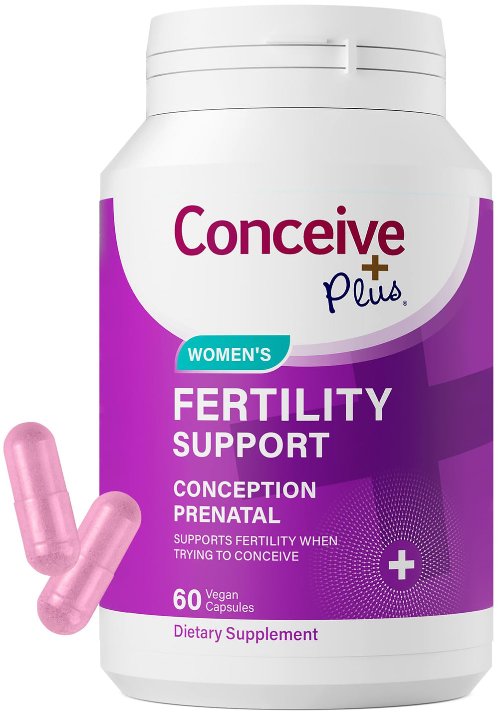 CONCEIVE PLUS bottle close-up for daily preconception support.