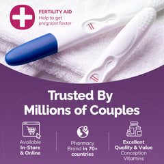 CONCEIVE PLUS batch-tested label showing third-party quality control.