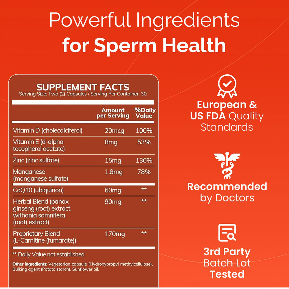 CONCEIVE PLUS Motility label close-up with nutrients for male wellness