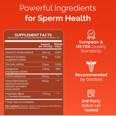 CONCEIVE PLUS Motility label close-up with nutrients for male wellness