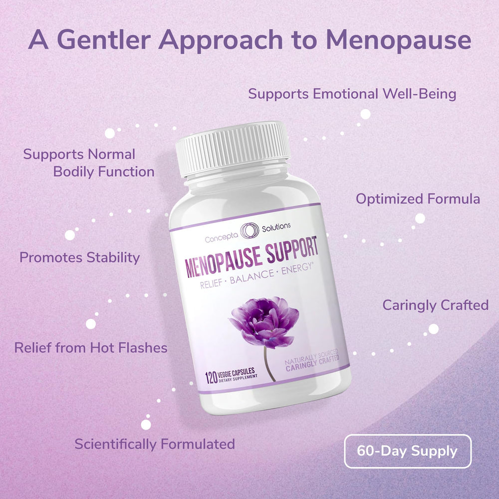 Concepta Solutions menopause capsules with water supporting daily routine comfort