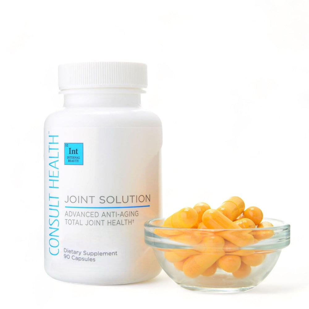 Consult Health Joint Solution bottle front showcasing UC-2 collagen and hyaluronic acid benefits.