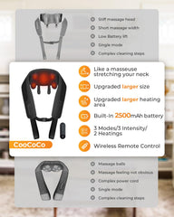 CooCoCo cordless neck massager side view highlighting ergonomic neck fit