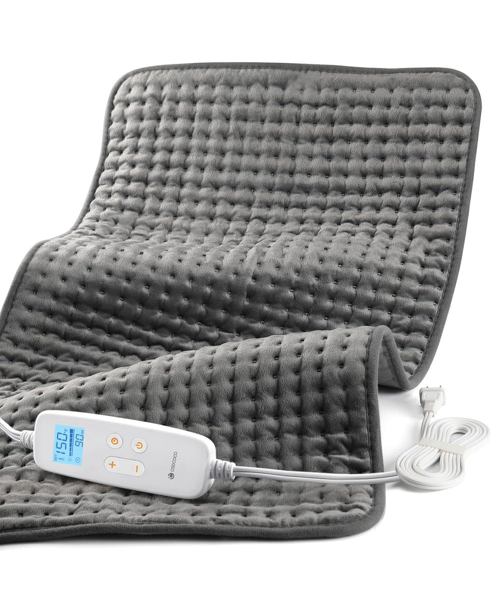 CooCoCo 17x33 heating pad overview showing full-body coverage for comfort
