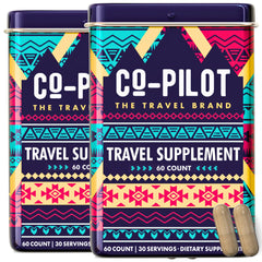 Co-Pilot The Travel Brand jet lag pills bottle with circadian reset blend for clarity