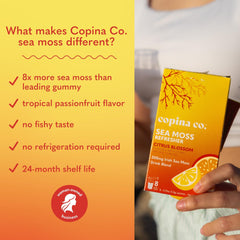 Copina Co sea moss powder on-the-go usage for work, gym, or travel.