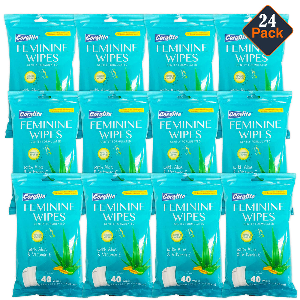 Coralite feminine wipes with aloe vera for gentle cleansing on sensitive skin