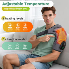 Cordless Shoulder Heating Pad vibration mode icons guide personalized relief.