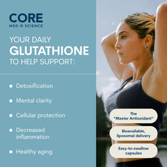 Core Med Science Liposomal Glutathione liquid bottle closeup with citrus flavor