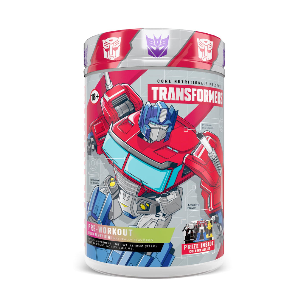 Core Nutritionals Energon Pre Workout bottle closeup for a powerful training boost