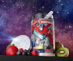 Energon Pre Workout serving glass displays vibrant color for a refreshing shake