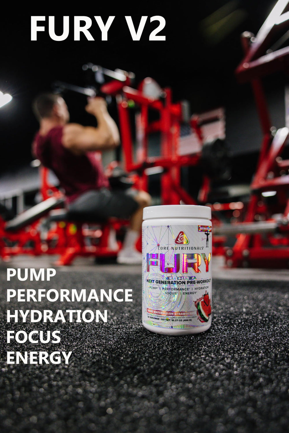 Core Nutritionals Fury V2 stirred glass of blue raspberry showing quick mix and flavor