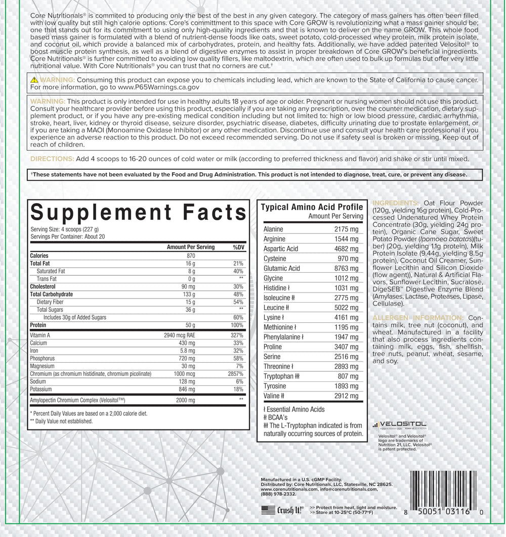 Velositol and enzyme blend label indicating digestion-friendly protein support.