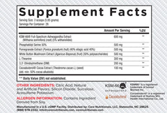 Core Nutritionals Platinum Hard label shows KSM-66 Ashwagandha for stress modulation