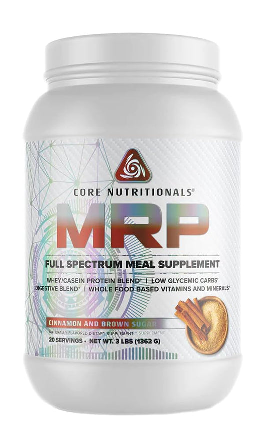 Core Nutritionals Platinum MRP bottle—compact, portable nourishment for on-the-go protein.