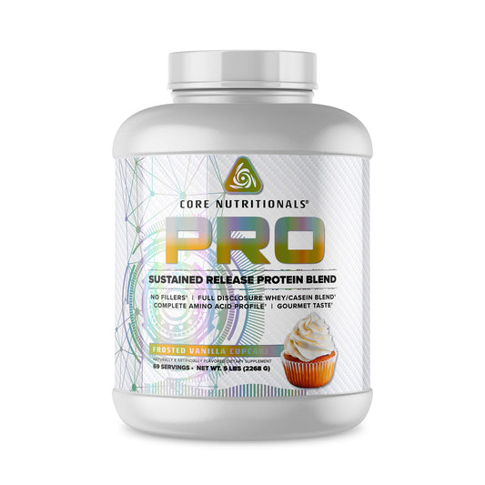 Core Nutritionals Pro Sustained Release Protein bottle demonstrates balanced protein for steady amino acid support.