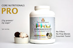 Core Nutritionals Pro Sustained Release whey label closeup shows amino acid profile