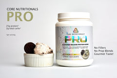 Core Nutritionals Pro Sustained Release Whey powder-jar highlights Cookies N Cream formula