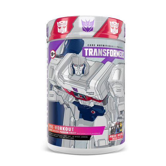 Core Nutritionals Energon bottle pour for smooth, focused energy before workouts.