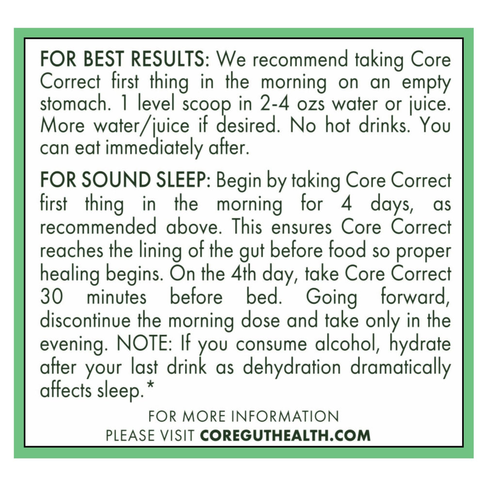 Core Origins Core Correct ingredients label highlights L-Alanyl-L-Glutamine.