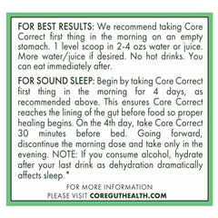 Core Origins Core Correct ingredients label highlights L-Alanyl-L-Glutamine.