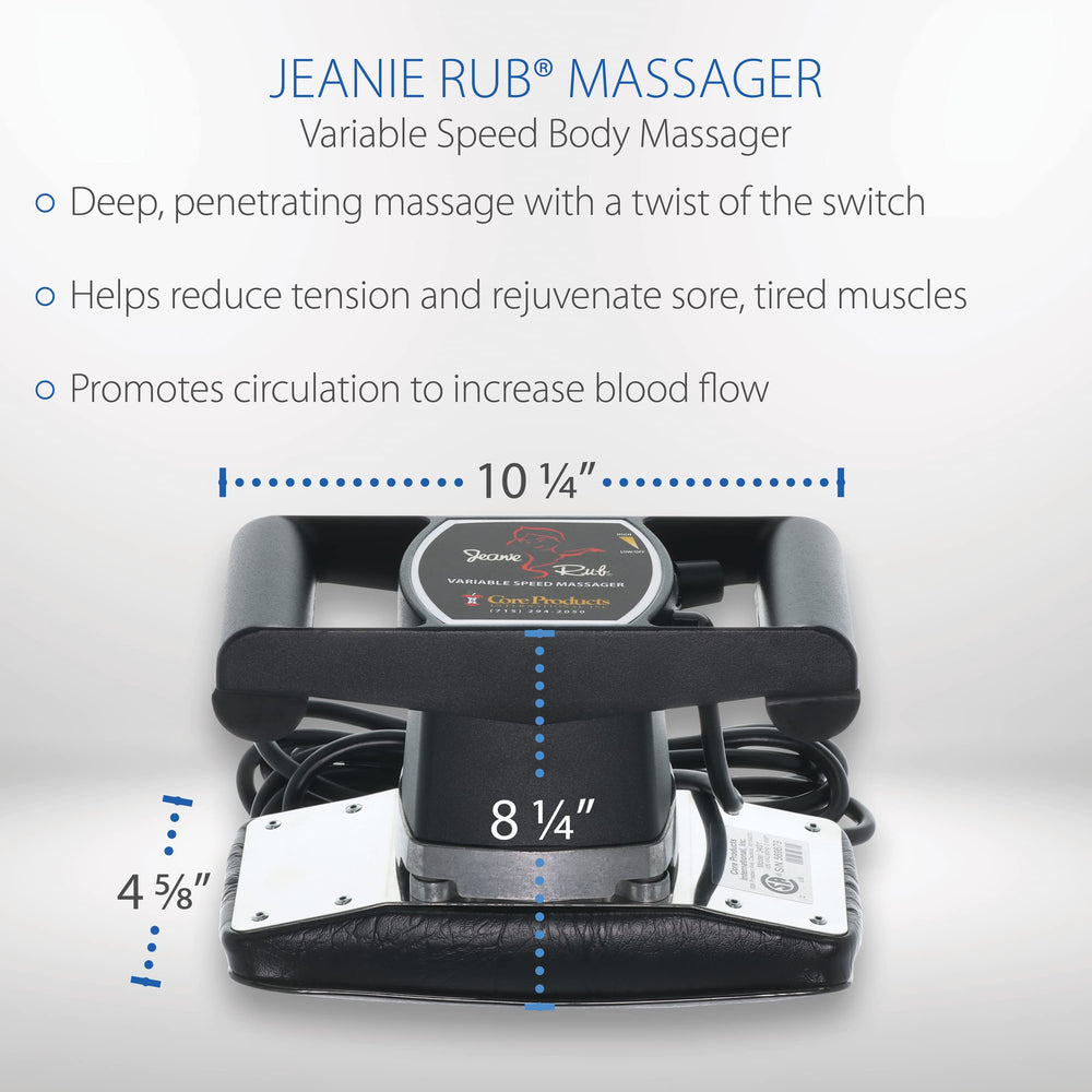 Accessory bundle for Jeanie Rub Massager including bag and pad cover.