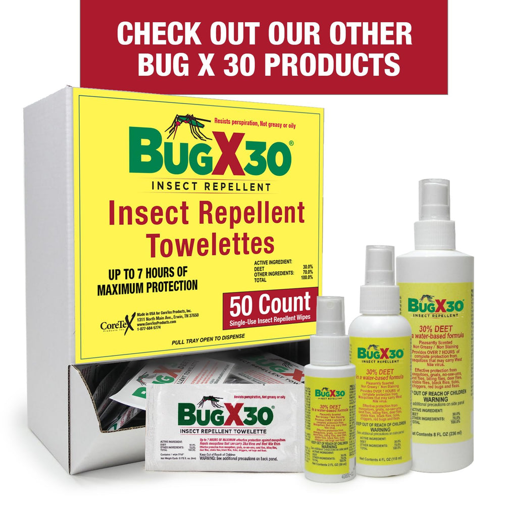 CoreTex Bug X 30 wipes outdoors scene, camping or hiking.