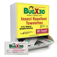 CoreTex Bug X 30 wipes pack front view, compact travel-ready design for outdoor use.