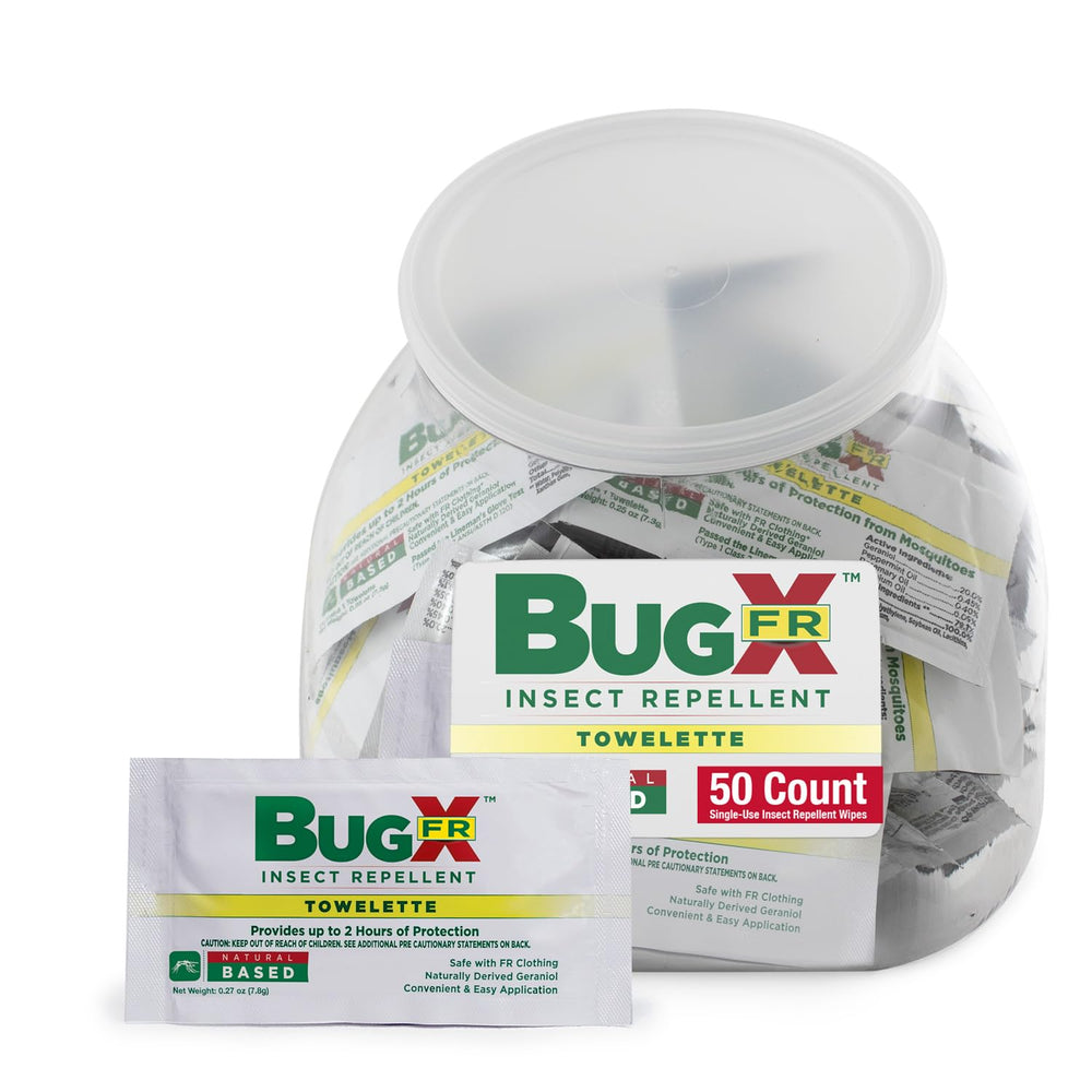 CoreTex Bug X FR DEET-Free wipes pack front view for travel protection