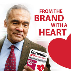 Coricidin HBP on-shelf display suggesting reliable BP-friendly cold relief