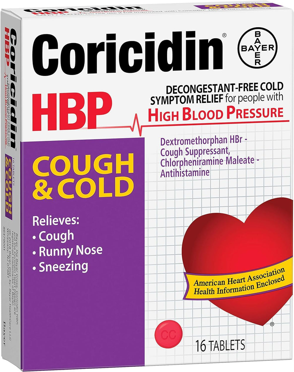 Coricidin HBP dosage instructions label for safe use