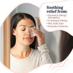 CorneaCare Rise hyaluronic acid wipe shown for hydration around eyes