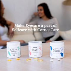 CorneaCare Triple Strength Omega 3 daily dose on shelf.