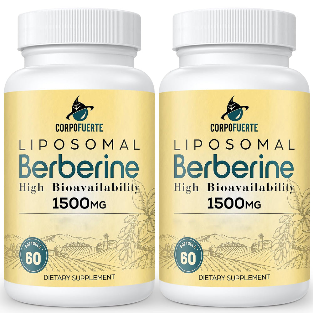 Corpofuerte Liposomal Berberine 1500mg bottle close-up for enhanced absorption.