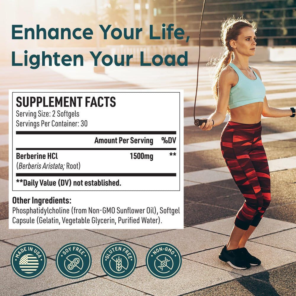 Corpofuerte Liposomal Berberine 1500mg capsules in use for daily intake.