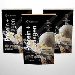 CorVive grass-fed whey and collagen ingredients label.