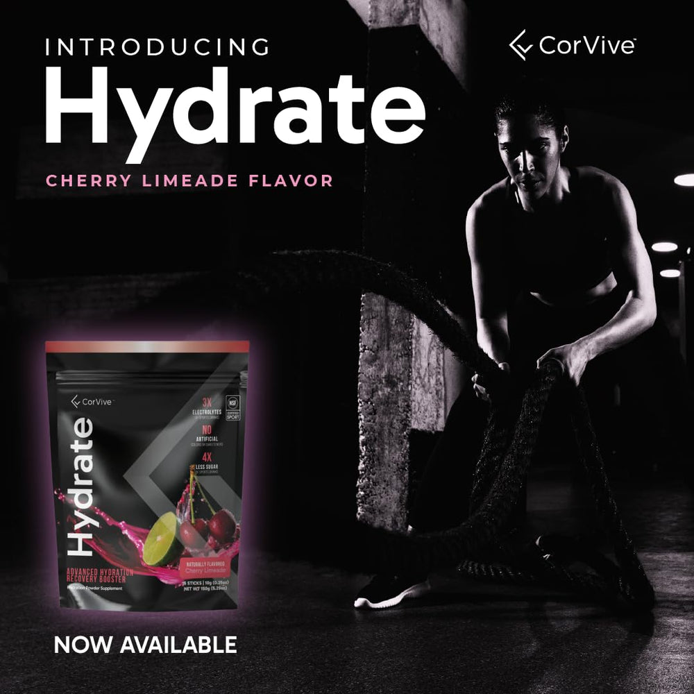 CorVive Hydrate in a backpack for daily hydration on the go.