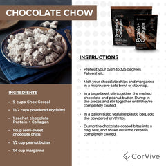 CorVive Protein + Collagen powder serving on countertop ready to mix