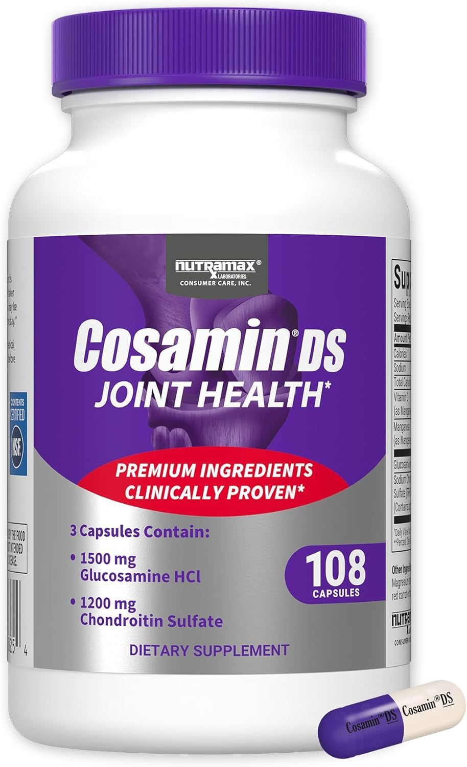 Cosamin DS bottle front view highlighting joint support potential.