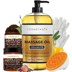 Cosmetasa massage oil kit collection for an at-home spa session.