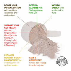 Country Farms Super Cleanse vegan and gluten-free badge on the label.