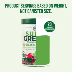 Country Farms Super Greens serving cup prepared for daily shake.